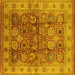 Square Machine Washable Oriental Yellow Industrial Rug, wshurb859yw