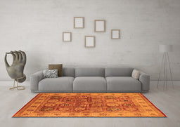 Machine Washable Oriental Orange Industrial Area Rugs in a Living Room, wshurb859org