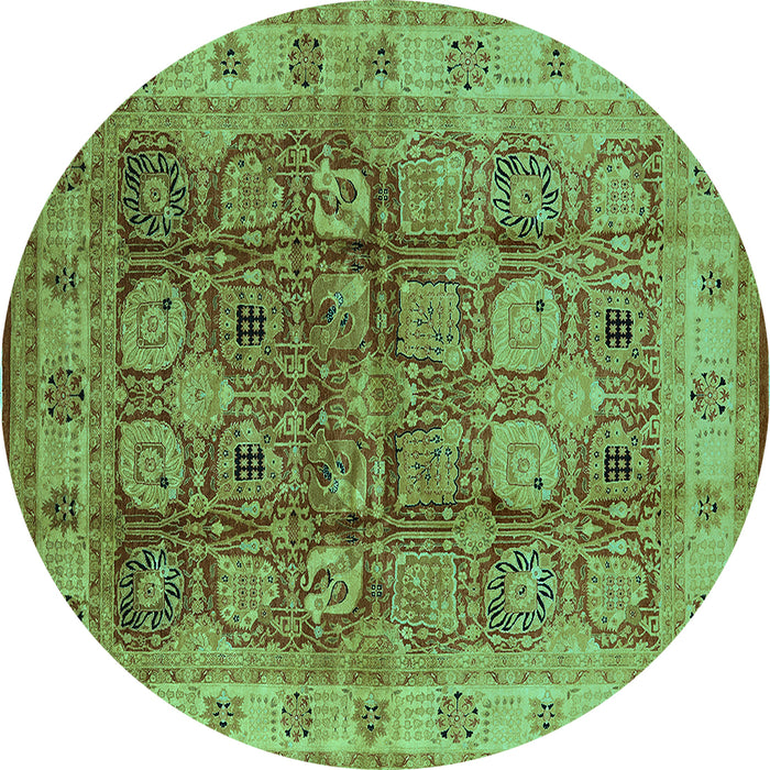 Round Oriental Turquoise Industrial Rug, urb859turq