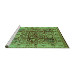 Sideview of Machine Washable Oriental Turquoise Industrial Area Rugs, wshurb859turq