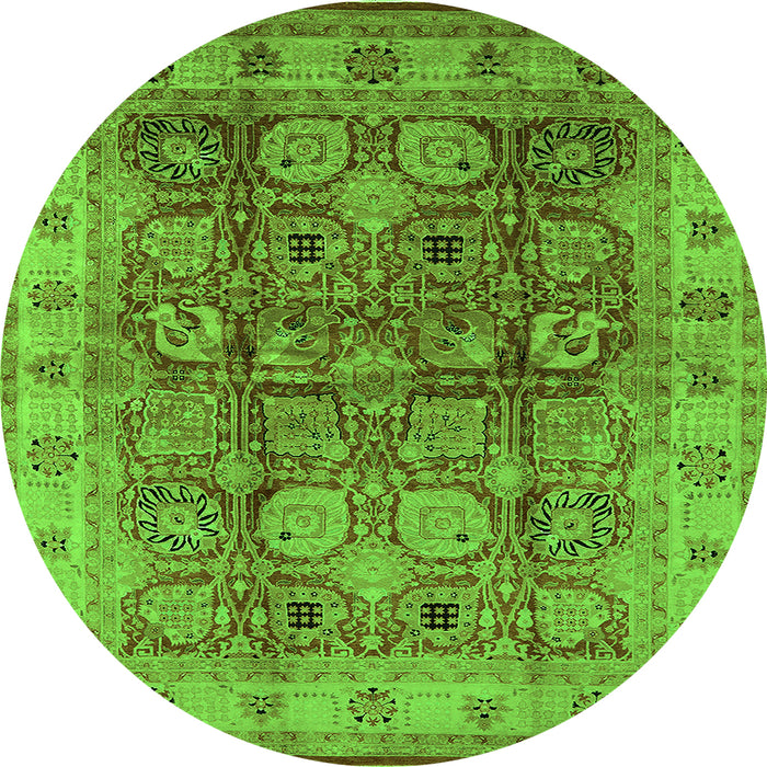 Round Oriental Green Industrial Rug, urb859grn