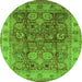 Round Oriental Green Industrial Rug, urb859grn