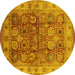 Round Oriental Yellow Industrial Rug, urb859yw