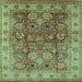 Square Machine Washable Oriental Light Blue Industrial Rug, wshurb859lblu