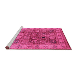 Sideview of Machine Washable Oriental Pink Industrial Rug, wshurb859pnk