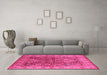 Machine Washable Oriental Pink Industrial Rug in a Living Room, wshurb859pnk