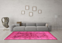 Machine Washable Oriental Pink Industrial Rug, wshurb859pnk