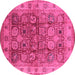 Round Oriental Pink Industrial Rug, urb859pnk