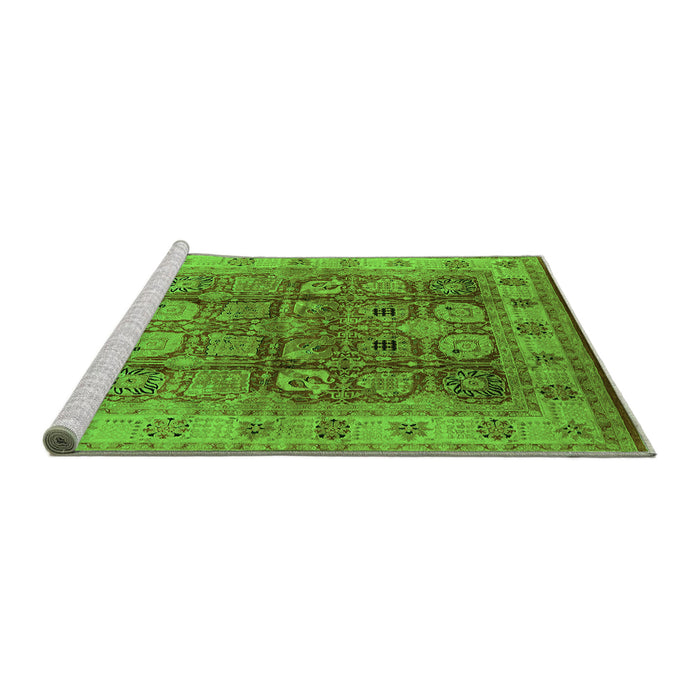 Sideview of Machine Washable Oriental Green Industrial Area Rugs, wshurb859grn