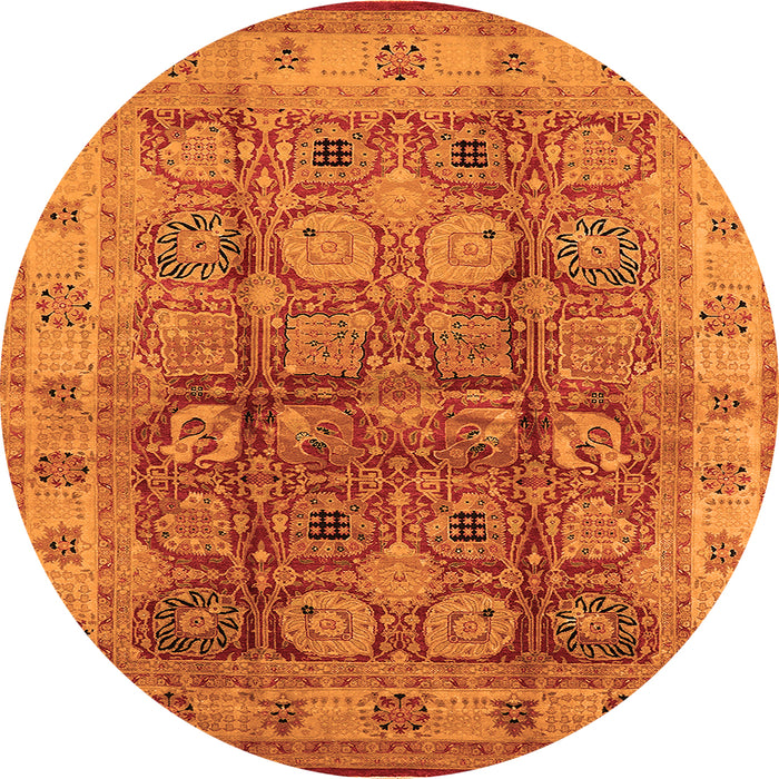 Round Oriental Orange Industrial Rug, urb859org