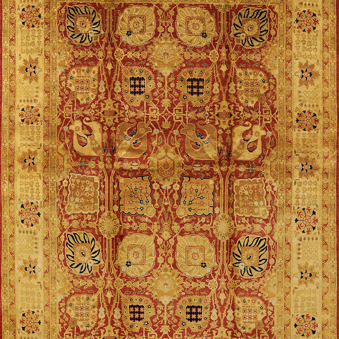 Mid-Century Modern Orange Oriental Rug, urb859