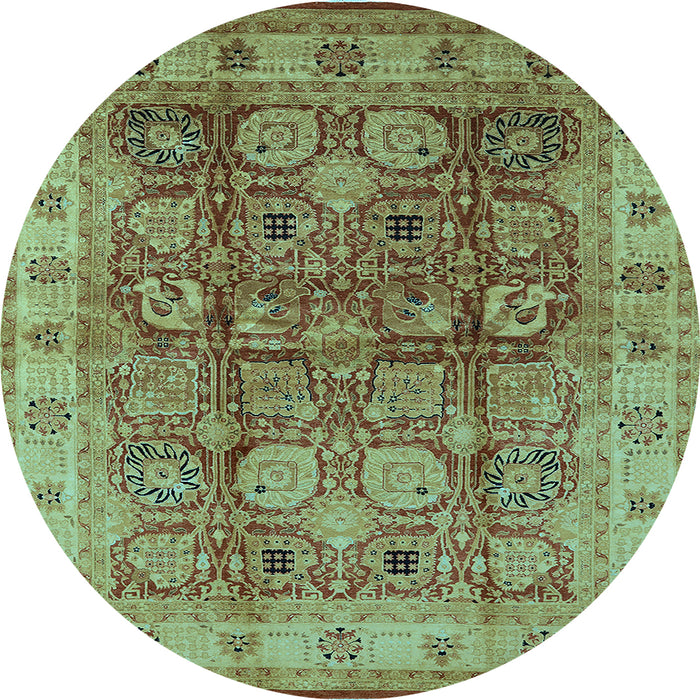 Round Oriental Light Blue Industrial Rug, urb859lblu