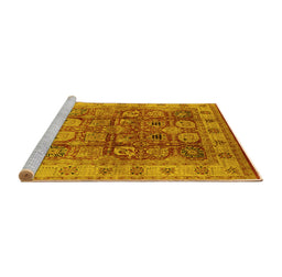 Sideview of Machine Washable Oriental Yellow Industrial Rug, wshurb859yw