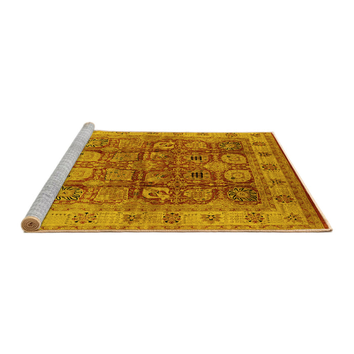 Sideview of Machine Washable Oriental Yellow Industrial Rug, wshurb859yw