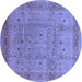 Round Oriental Blue Industrial Rug, urb860blu