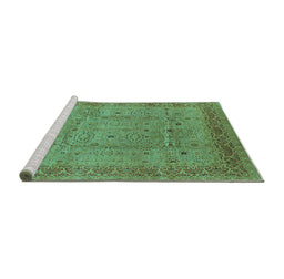 Sideview of Machine Washable Oriental Turquoise Industrial Area Rugs, wshurb860turq