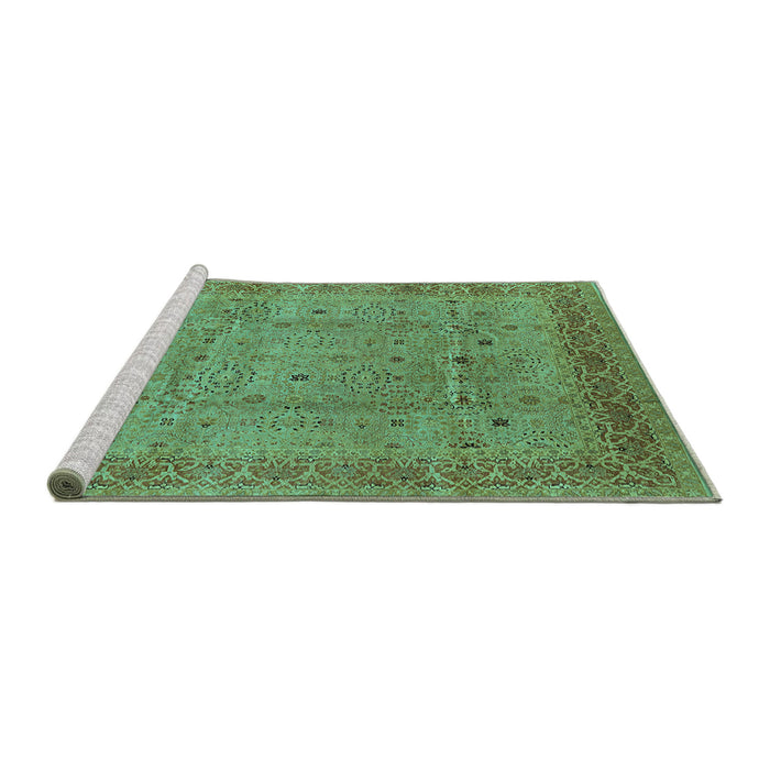 Sideview of Machine Washable Oriental Turquoise Industrial Area Rugs, wshurb860turq