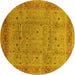 Round Oriental Yellow Industrial Rug, urb860yw