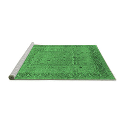 Sideview of Machine Washable Oriental Emerald Green Industrial Area Rugs, wshurb860emgrn