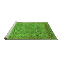 Sideview of Machine Washable Oriental Green Industrial Area Rugs, wshurb860grn