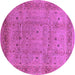 Round Machine Washable Oriental Purple Industrial Area Rugs, wshurb860pur