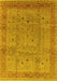 Machine Washable Oriental Yellow Industrial Rug, wshurb860yw