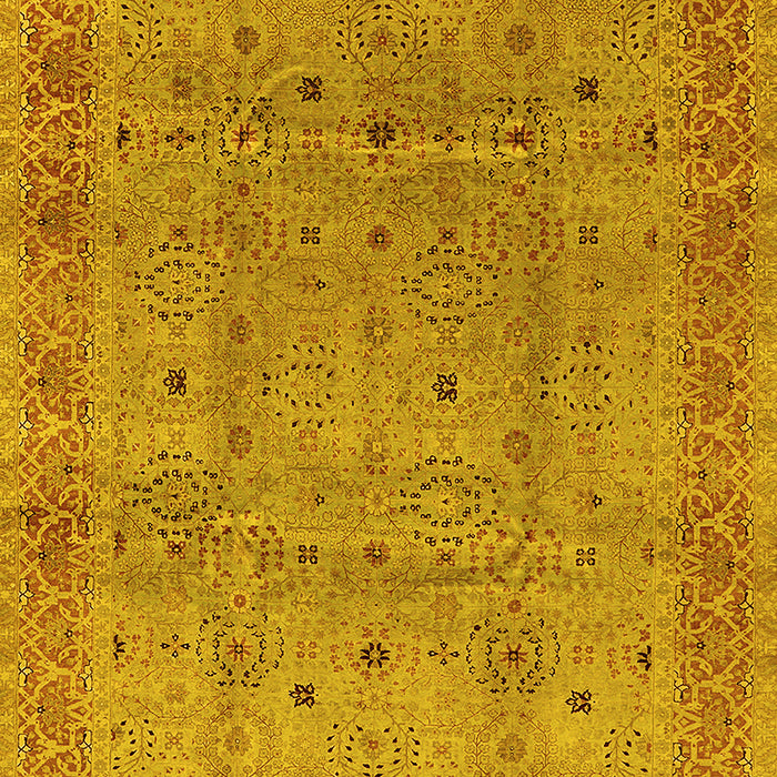 Machine Washable Oriental Yellow Industrial Rug, wshurb860yw