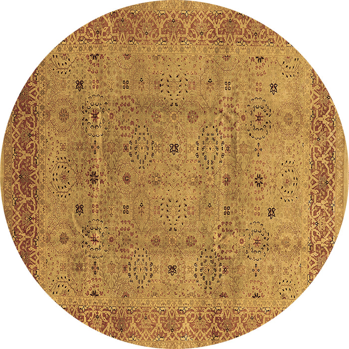 Round Machine Washable Oriental Brown Industrial Rug, wshurb860brn