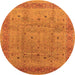 Round Machine Washable Oriental Orange Industrial Area Rugs, wshurb860org