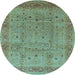 Round Oriental Light Blue Industrial Rug, urb860lblu