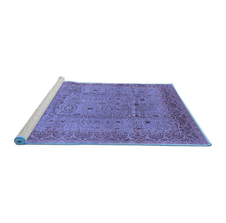 Sideview of Machine Washable Oriental Blue Industrial Rug, wshurb860blu