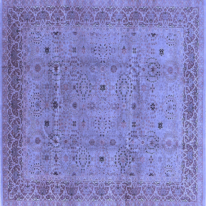 Square Machine Washable Oriental Blue Industrial Rug, wshurb860blu