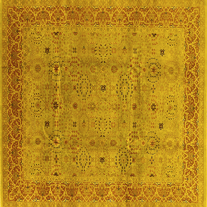 Square Machine Washable Oriental Yellow Industrial Rug, wshurb860yw
