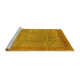 Sideview of Machine Washable Oriental Yellow Industrial Rug, wshurb860yw