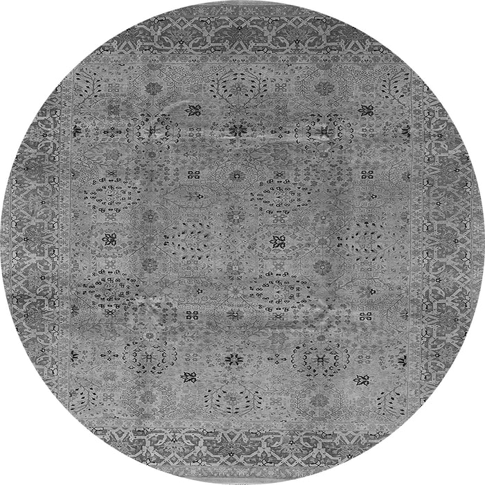 Round Machine Washable Oriental Gray Industrial Rug, wshurb860gry