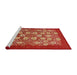 Sideview of Machine Washable Industrial Modern Red Rug, wshurb861