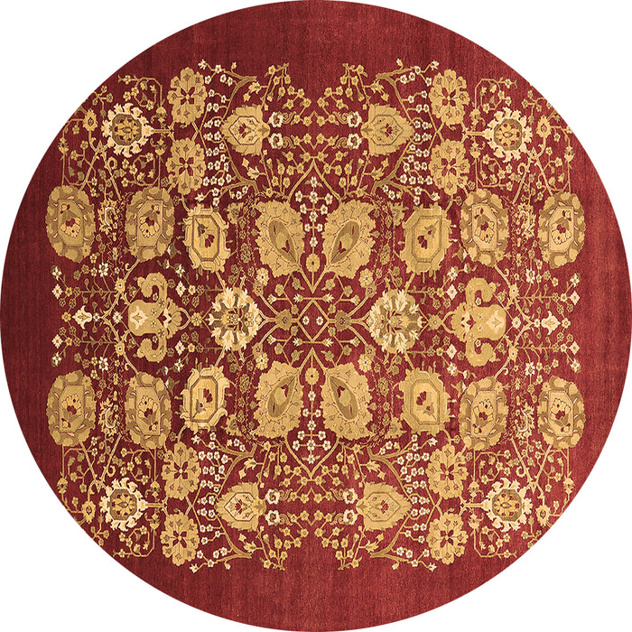 Round Machine Washable Oriental Brown Industrial Rug, wshurb861brn