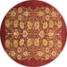 Round Machine Washable Oriental Brown Industrial Rug, wshurb861brn