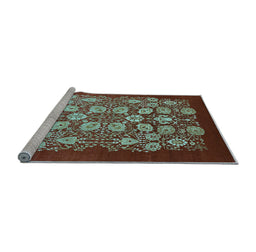 Sideview of Machine Washable Oriental Light Blue Industrial Rug, wshurb861lblu