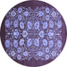 Round Machine Washable Oriental Blue Industrial Rug, wshurb861blu