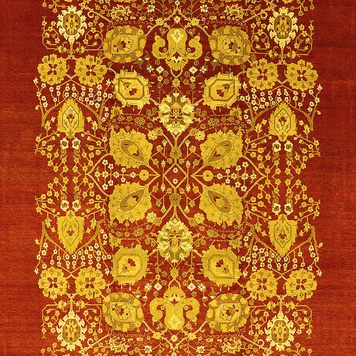 Machine Washable Oriental Yellow Industrial Rug, wshurb861yw