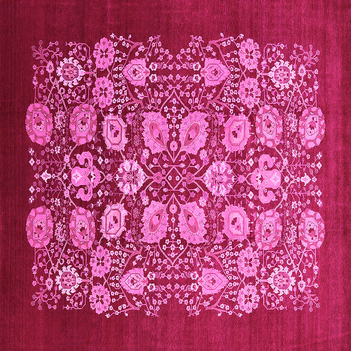 Square Machine Washable Oriental Pink Industrial Rug, wshurb861pnk
