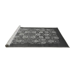 Sideview of Machine Washable Oriental Gray Industrial Rug, wshurb861gry