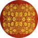 Round Oriental Yellow Industrial Rug, urb861yw