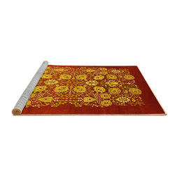 Sideview of Machine Washable Oriental Yellow Industrial Rug, wshurb861yw