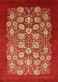 Machine Washable Industrial Modern Red Rug, wshurb861