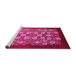 Sideview of Machine Washable Oriental Pink Industrial Rug, wshurb861pnk