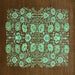 Square Machine Washable Oriental Turquoise Industrial Area Rugs, wshurb861turq