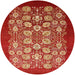 Round Mid-Century Modern Red Oriental Rug, urb861