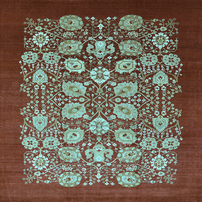 Square Machine Washable Oriental Light Blue Industrial Rug, wshurb861lblu